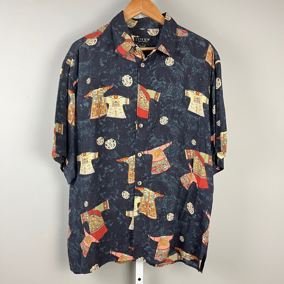 Citron Santa Monica Asian Inspired Button‎ Up Shirt Patterned Mens Size M - Picture 1 of 8